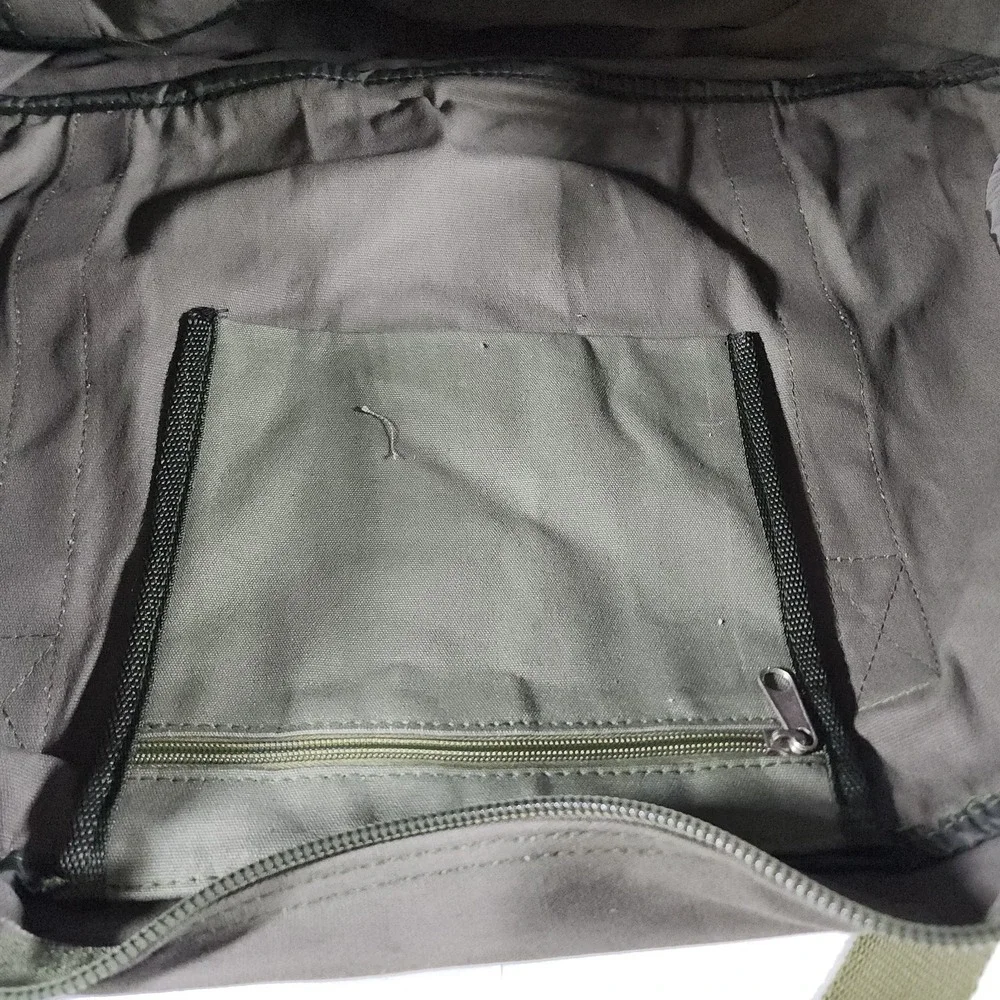 Micato Safaris Green Large Duffle Bag Canvas Olive Green Lion Logo - Picture 12 of 13